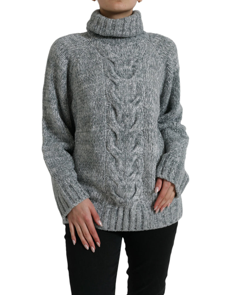 Gray Cashmere Turtle Neck Pullover Sweater-Dolce & Gabbana-LabelTerrace.com