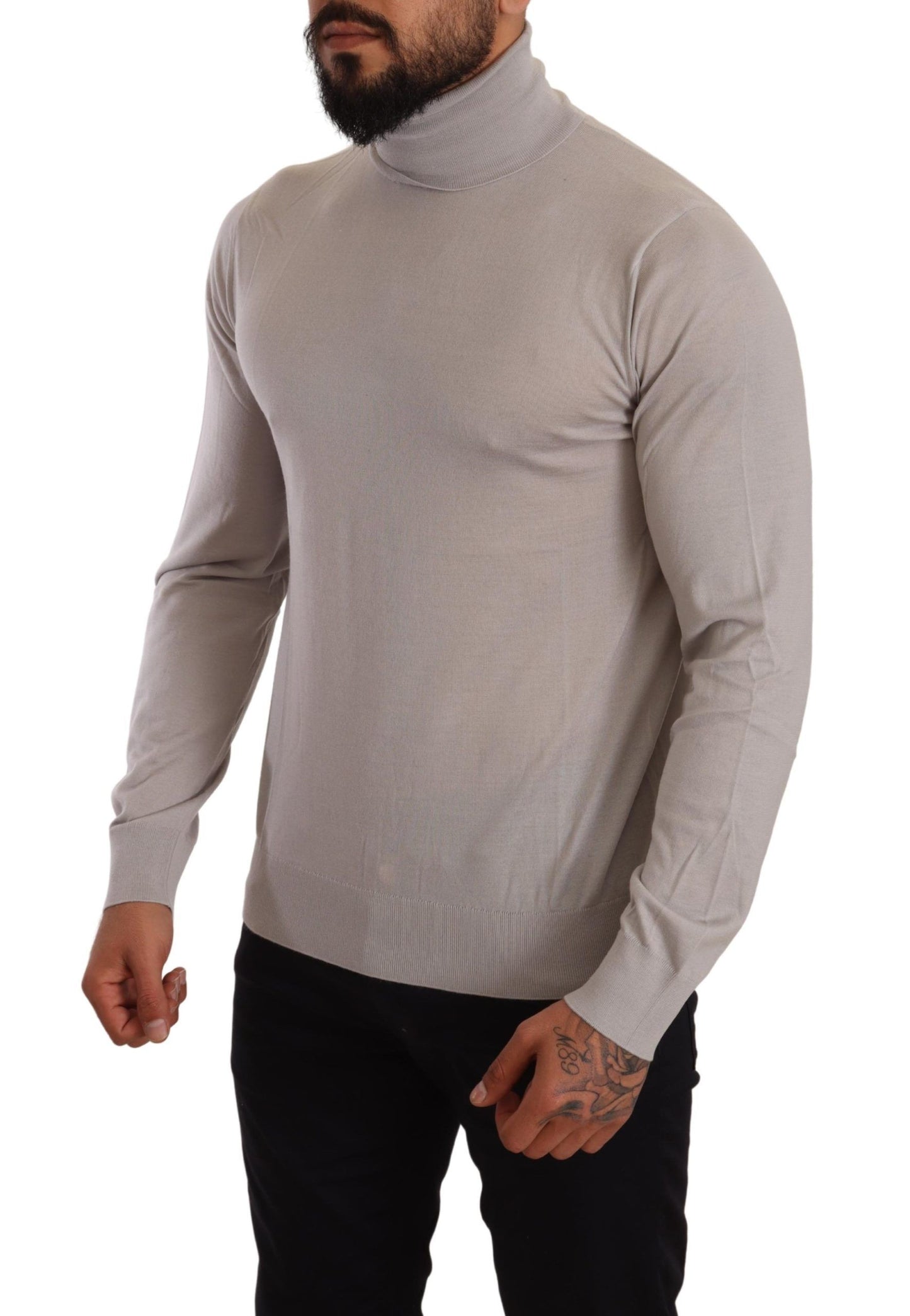 Gray Cashmere Turtleneck Pullover Sweater-Dolce & Gabbana-LabelTerrace.com
