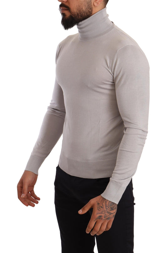 Gray Cashmere Turtleneck Pullover Sweater-Dolce & Gabbana-LabelTerrace.com