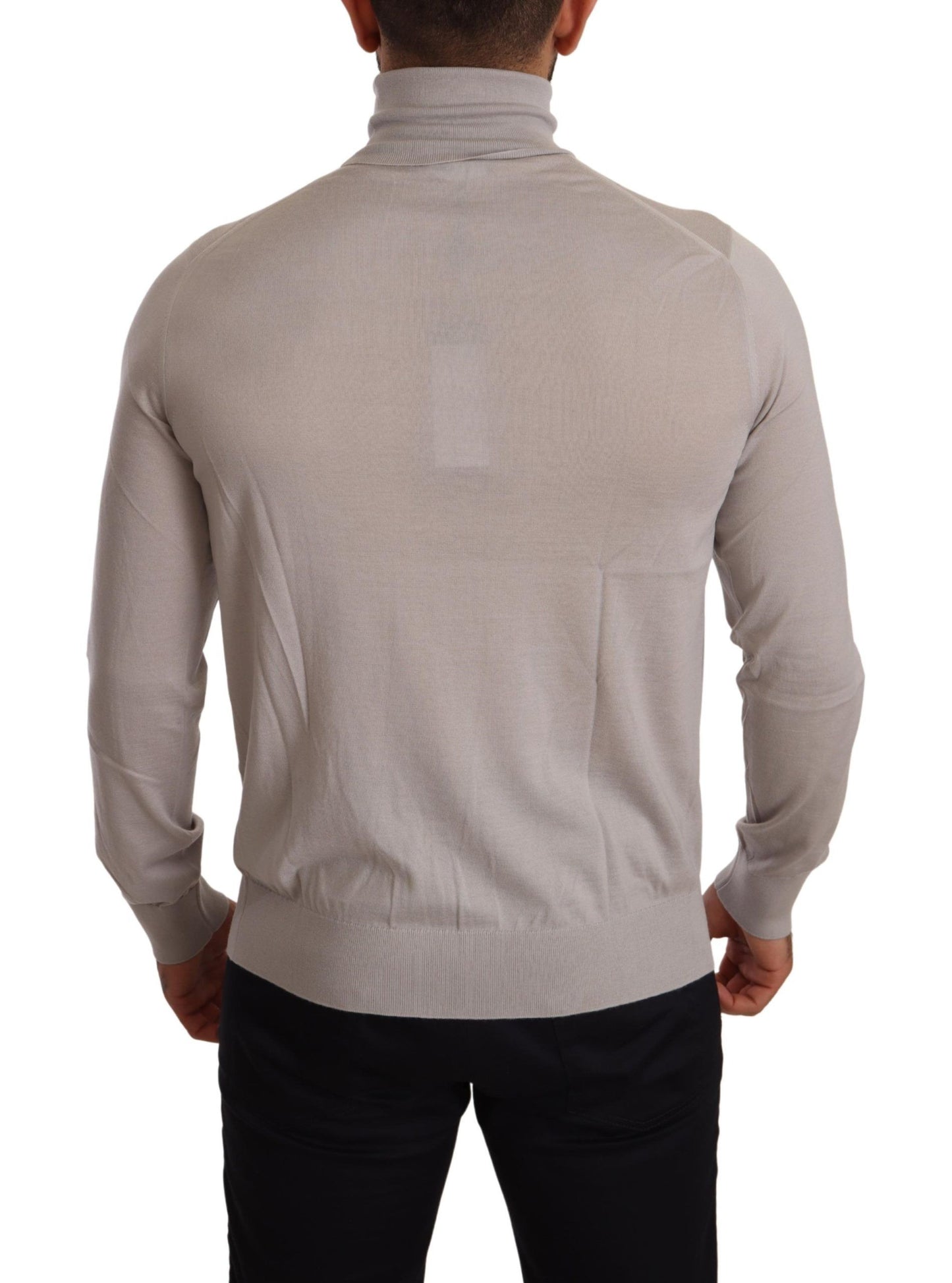 Gray Cashmere Turtleneck Pullover Sweater-Dolce & Gabbana-LabelTerrace.com