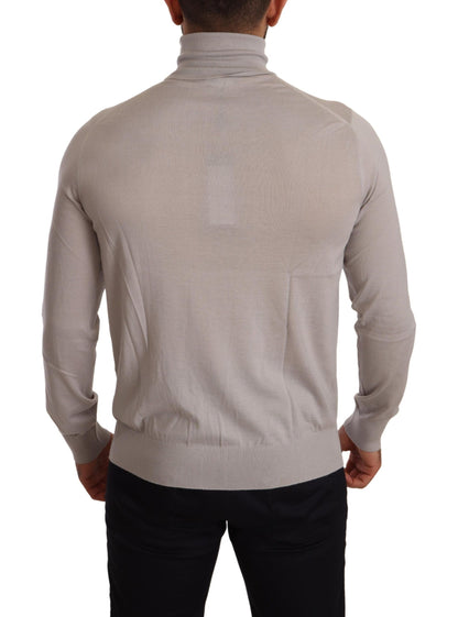 Gray Cashmere Turtleneck Pullover Sweater-Dolce & Gabbana-LabelTerrace.com