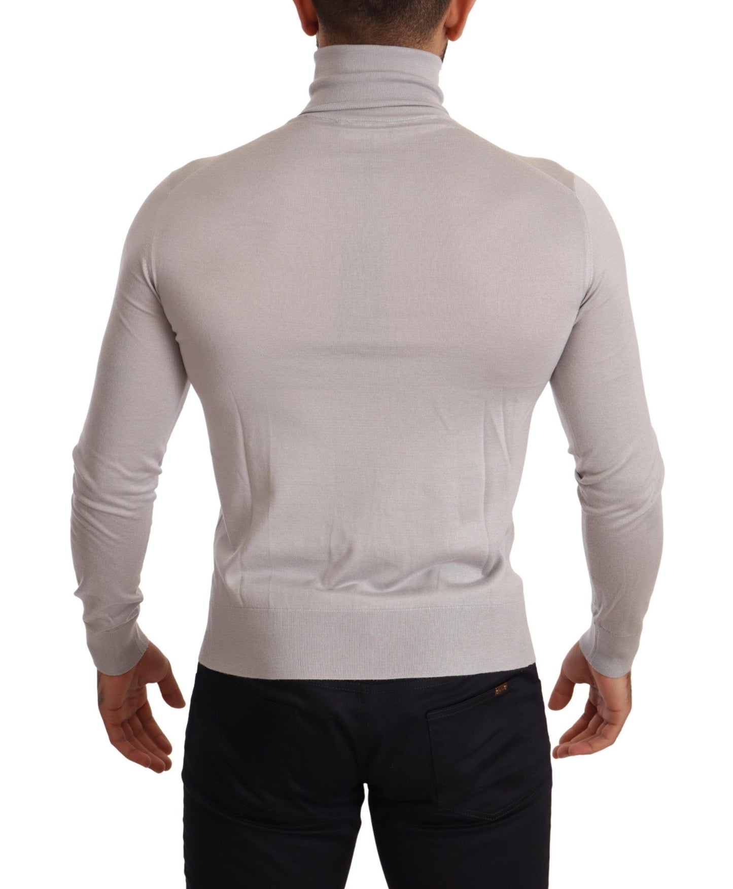 Gray Cashmere Turtleneck Pullover Sweater-Dolce & Gabbana-LabelTerrace.com