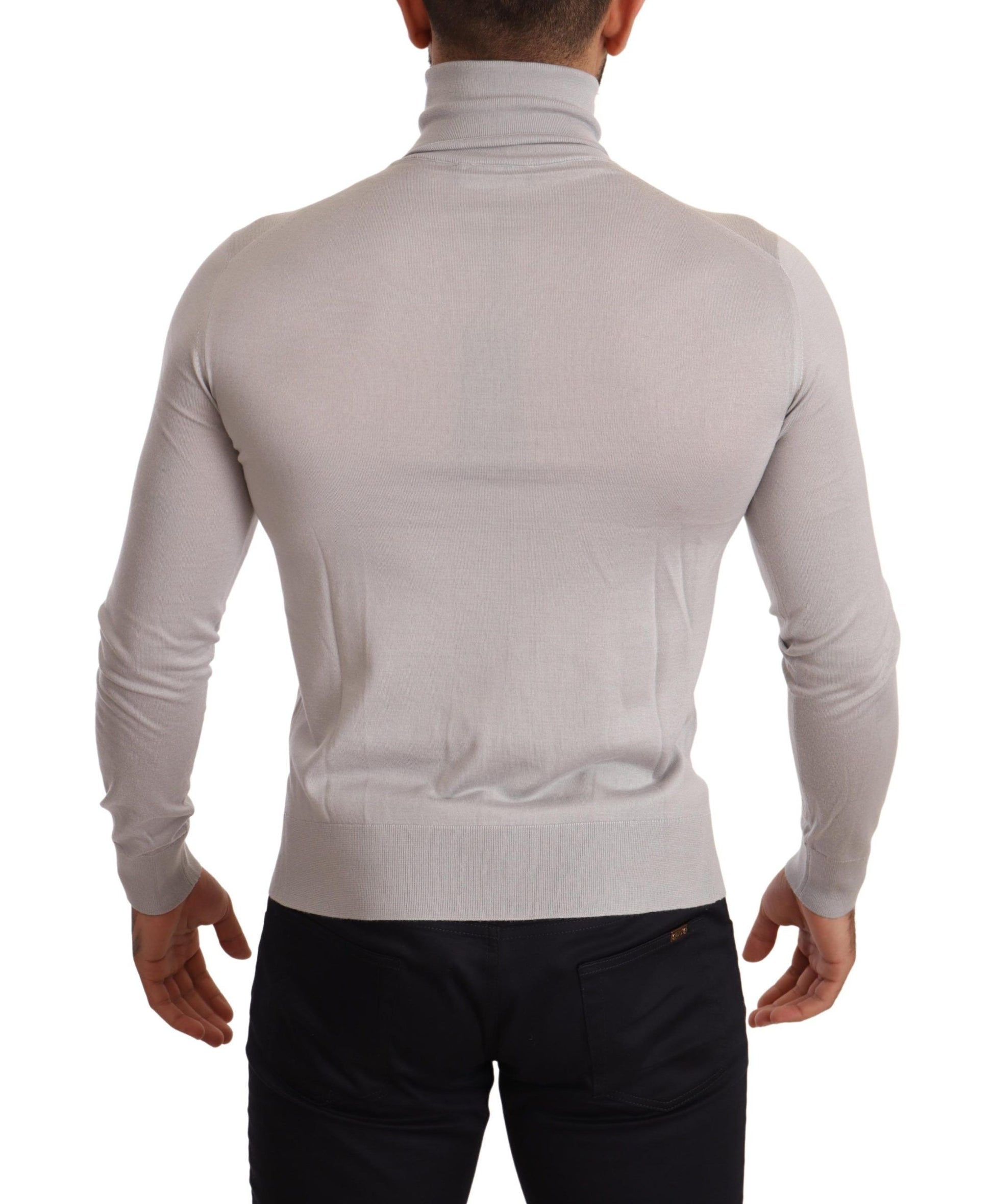 Gray Cashmere Turtleneck Pullover Sweater-Dolce & Gabbana-LabelTerrace.com