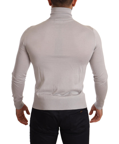 Gray Cashmere Turtleneck Pullover Sweater-Dolce & Gabbana-LabelTerrace.com