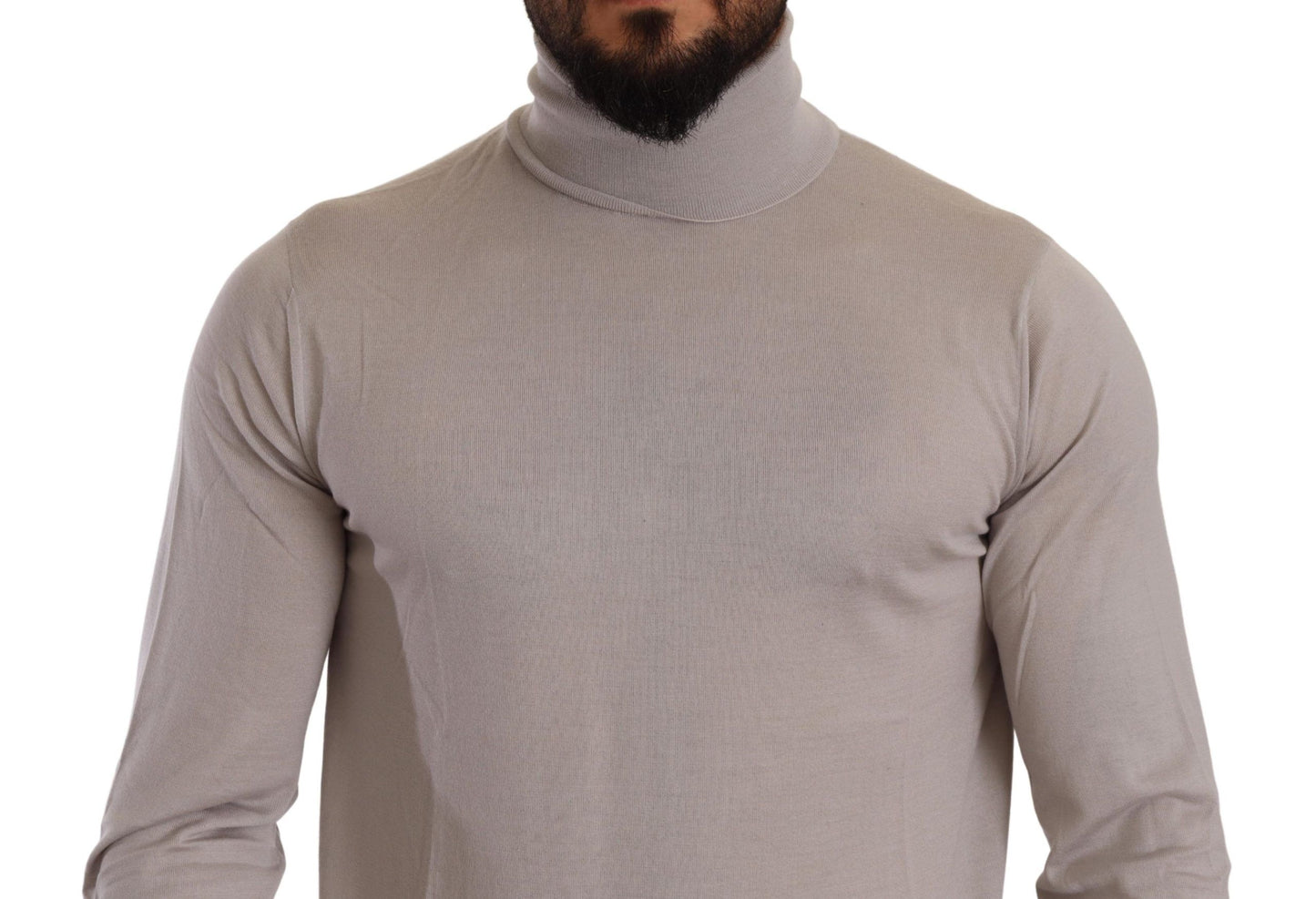 Gray Cashmere Turtleneck Pullover Sweater-Dolce & Gabbana-LabelTerrace.com