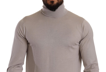 Gray Cashmere Turtleneck Pullover Sweater-Dolce & Gabbana-LabelTerrace.com