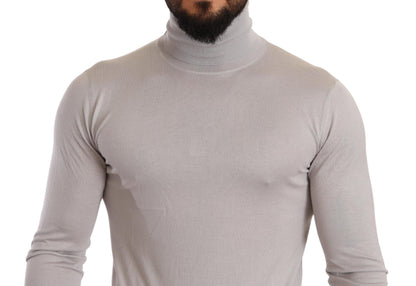 Gray Cashmere Turtleneck Pullover Sweater-Dolce & Gabbana-LabelTerrace.com