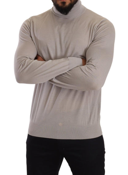 Gray Cashmere Turtleneck Pullover Sweater-Dolce & Gabbana-LabelTerrace.com