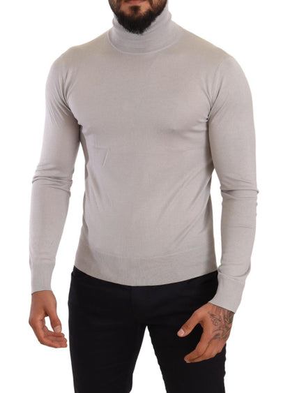 Gray Cashmere Turtleneck Pullover Sweater-Dolce & Gabbana-LabelTerrace.com