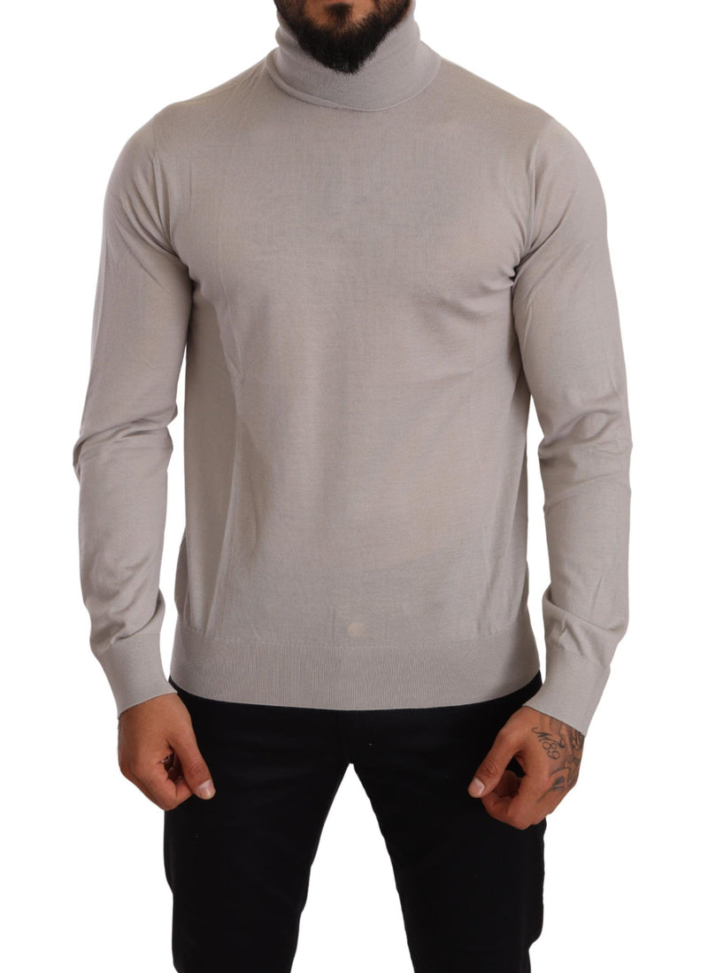 Gray Cashmere Turtleneck Pullover Sweater-Dolce & Gabbana-LabelTerrace.com