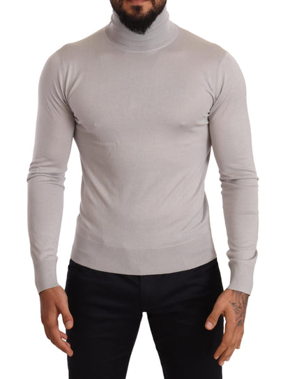 Gray Cashmere Turtleneck Pullover Sweater-Dolce & Gabbana-LabelTerrace.com