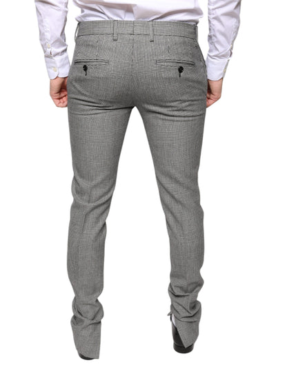 Gray Check Tartan Wool Skinny Pants-Dolce & Gabbana-LabelTerrace.com