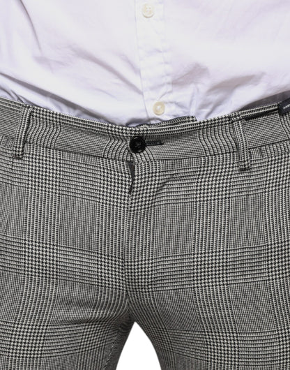Gray Check Tartan Wool Skinny Pants-Dolce & Gabbana-LabelTerrace.com