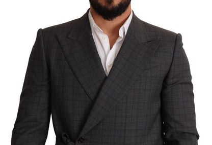 Gray Check Wool Slim Fit Blazer Jacket-Dolce & Gabbana-LabelTerrace.com