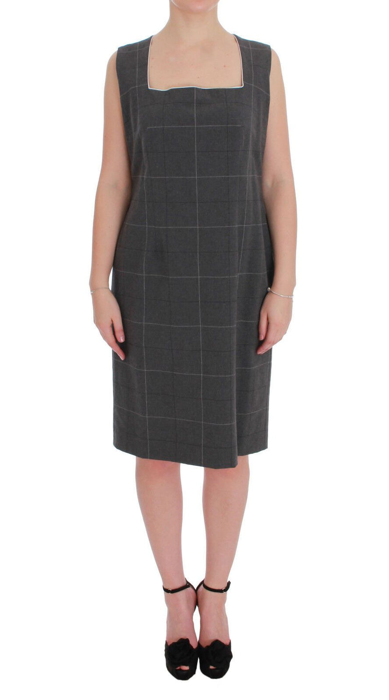 Gray Checkered Cotton Blazer Dress Set Suit-BENCIVENGA-LabelTerrace.com
