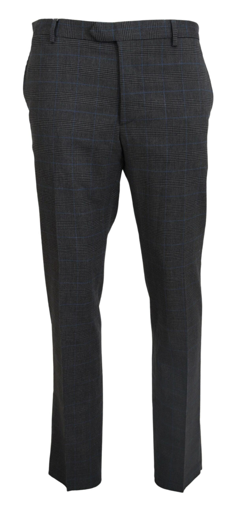 Gray Checkered Wool Dress Formal Pants-BENCIVENGA-LabelTerrace.com