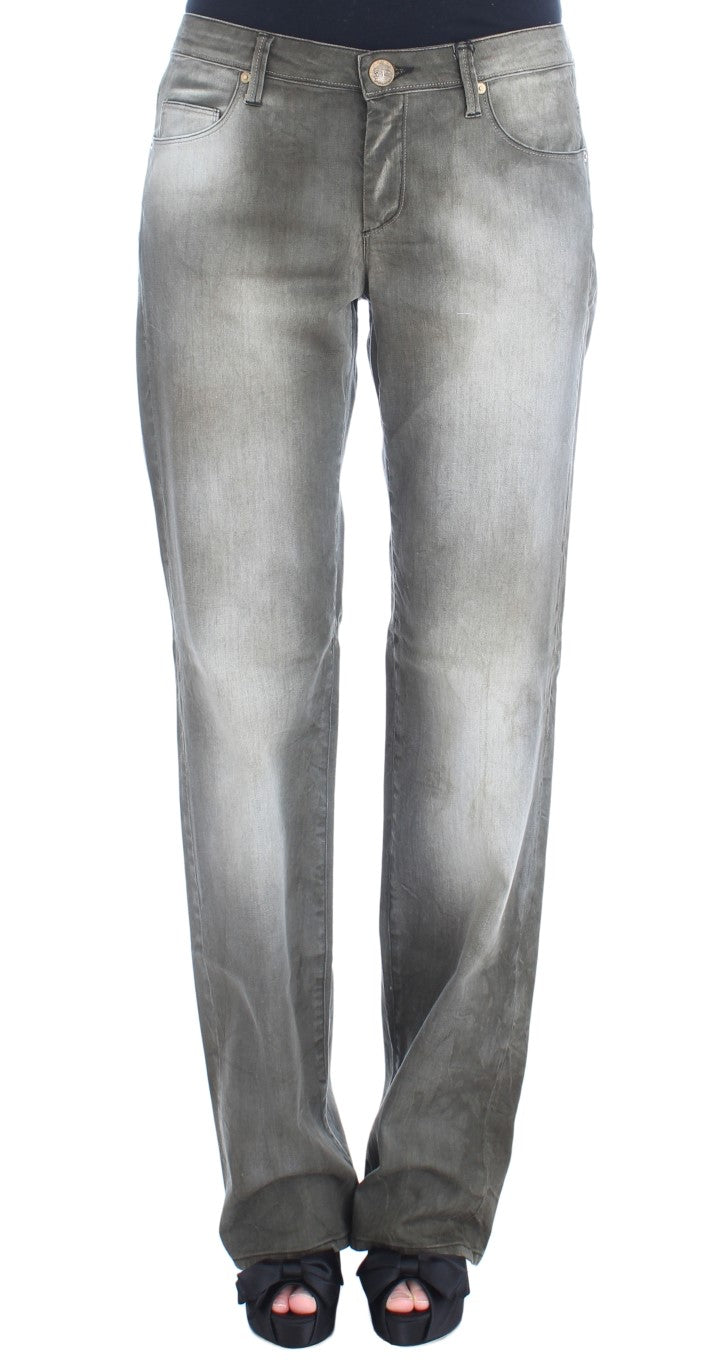 Gray Cotton Blend Loose Fit Boyfriend Jeans-Ermanno Scervino-LabelTerrace.com