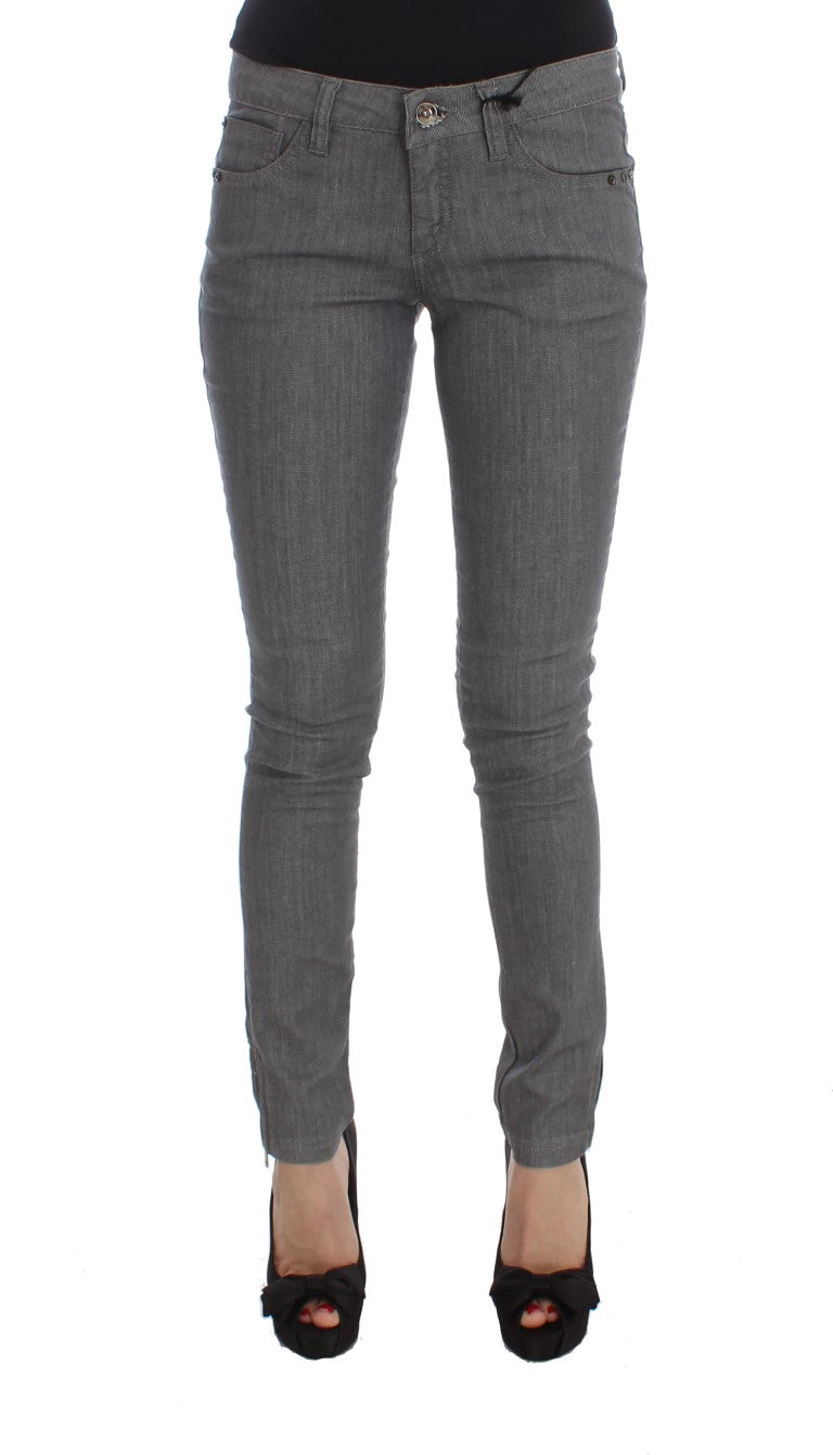 Gray Cotton Blend Slim Fit Jeans-Costume National-LabelTerrace.com