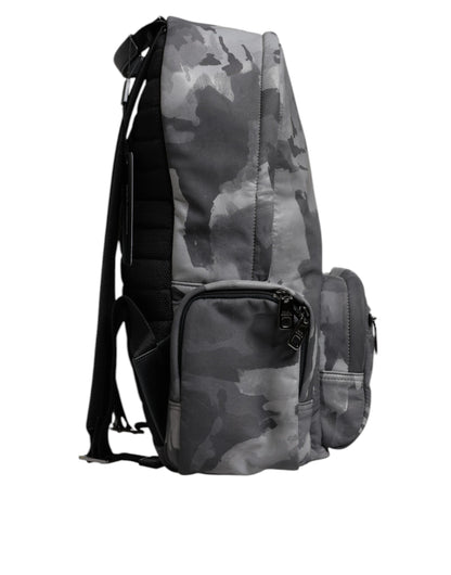 Gray Cotton Camouflage Logo Plaque Backpack Bag-Dolce & Gabbana-LabelTerrace.com