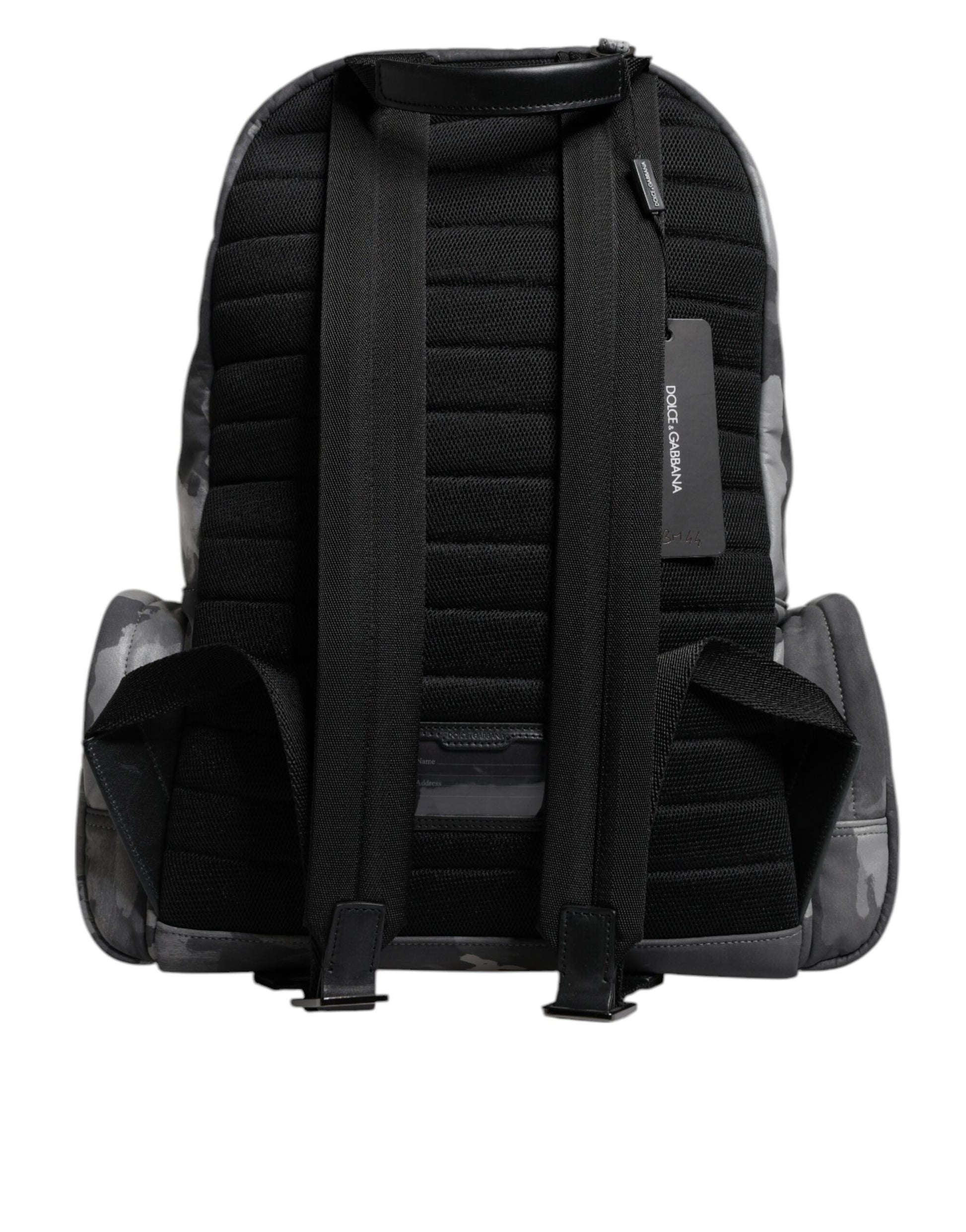 Gray Cotton Camouflage Logo Plaque Backpack Bag-Dolce & Gabbana-LabelTerrace.com