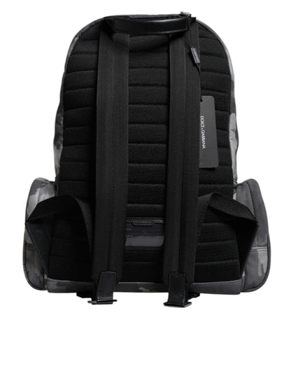 Gray Cotton Camouflage Logo Plaque Backpack Bag-Dolce & Gabbana-LabelTerrace.com