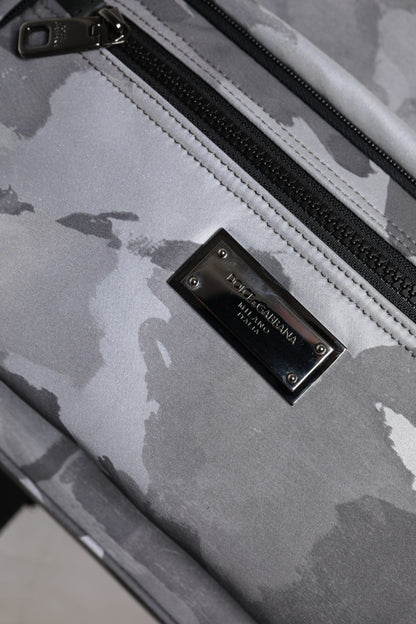 Gray Cotton Camouflage Logo Plaque Backpack Bag-Dolce & Gabbana-LabelTerrace.com