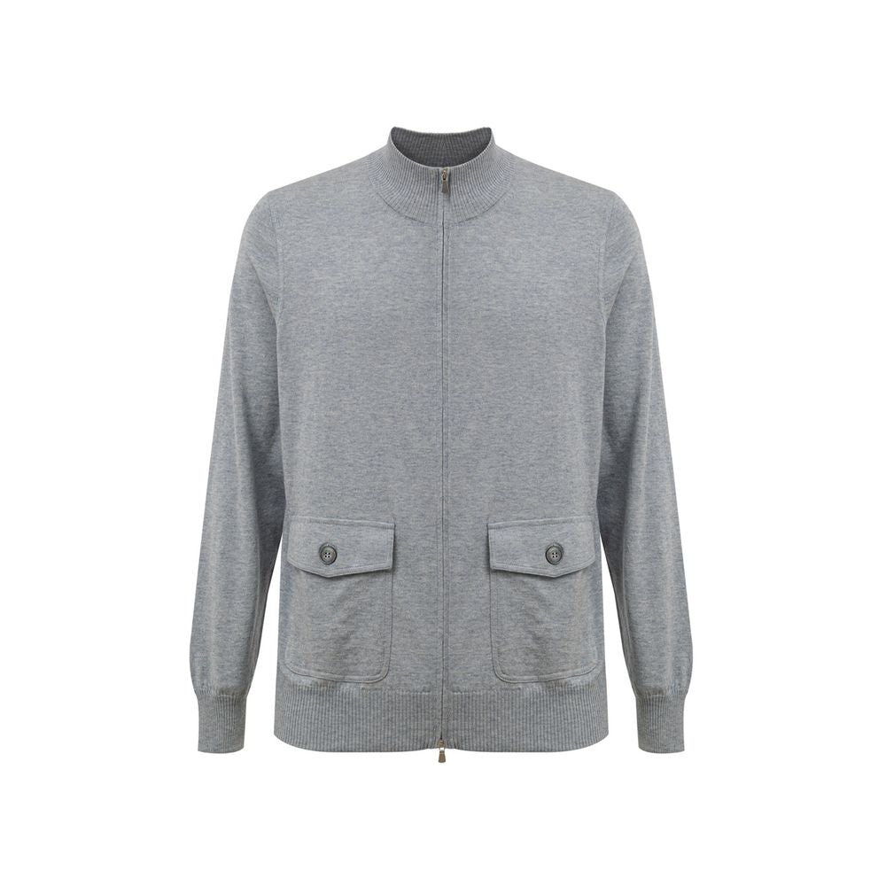Gray Cotton Cardigan-Gran Sasso-LabelTerrace.com