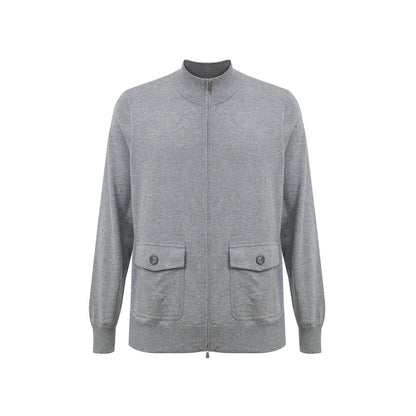 Gray Cotton Cardigan-Gran Sasso-LabelTerrace.com