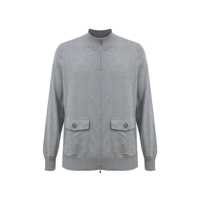 Gray Cotton Cardigan-Gran Sasso-LabelTerrace.com