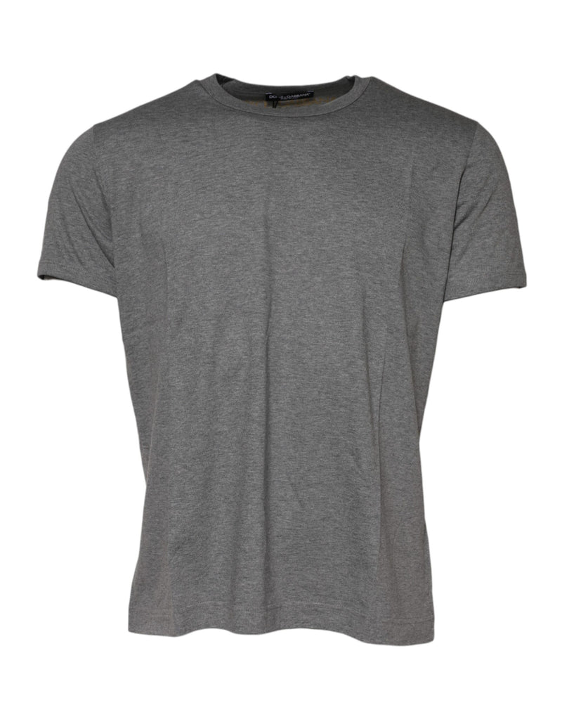 Gray Cotton Crew Neck Short Sleeves T-shirt-Dolce & Gabbana-LabelTerrace.com