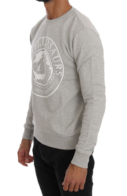Gray Cotton Crewneck Pullover Sweater-Frankie Morello-LabelTerrace.com