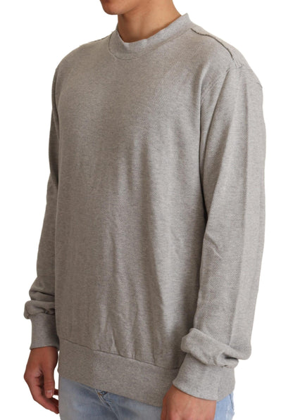 Gray Cotton Crewneck Pullover Sweater-Dolce & Gabbana-LabelTerrace.com