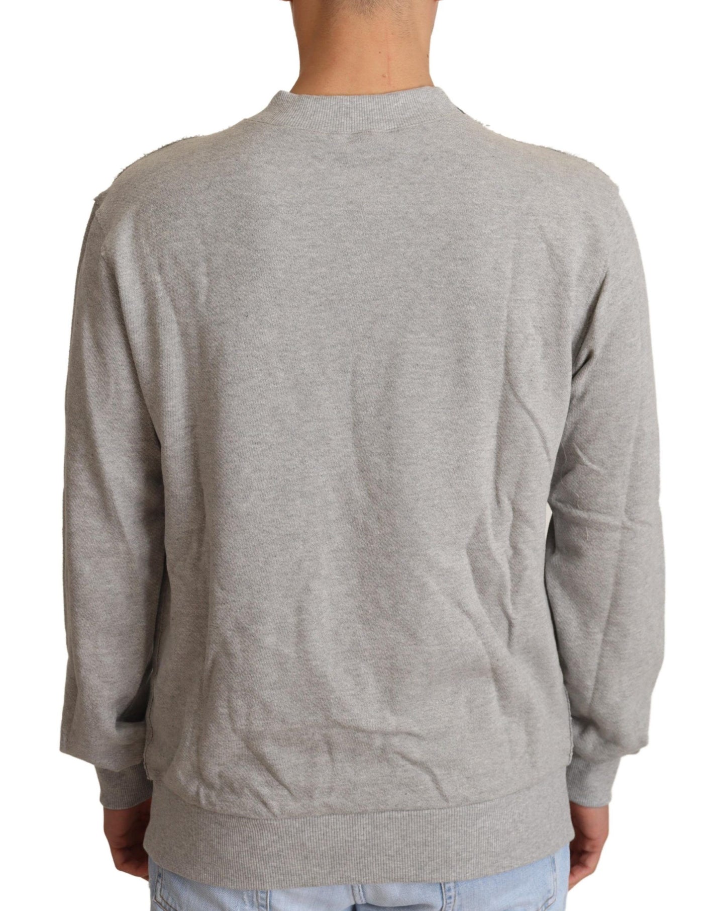 Gray Cotton Crewneck Pullover Sweater-Dolce & Gabbana-LabelTerrace.com