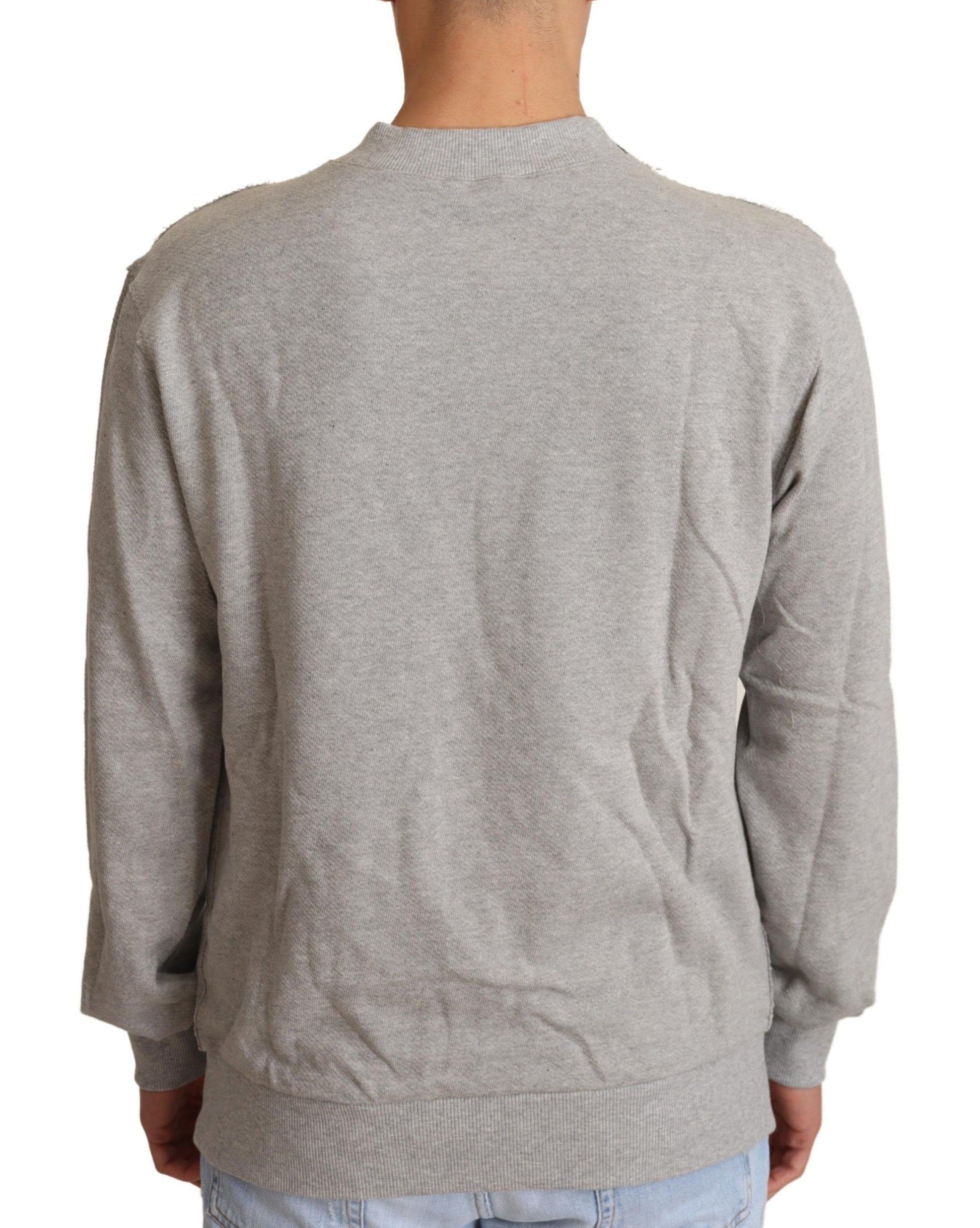 Gray Cotton Crewneck Pullover Sweater-Dolce & Gabbana-LabelTerrace.com