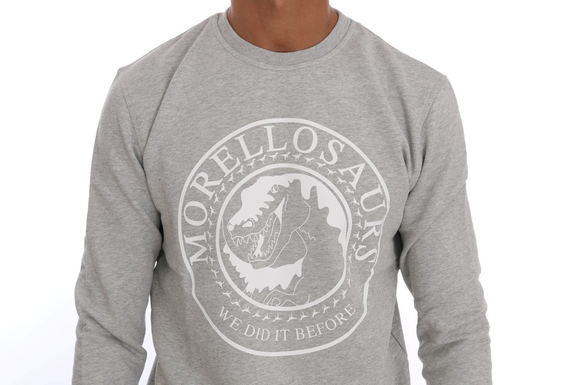 Gray Cotton Crewneck Pullover Sweater-Frankie Morello-LabelTerrace.com
