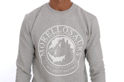 Gray Cotton Crewneck Pullover Sweater-Frankie Morello-LabelTerrace.com