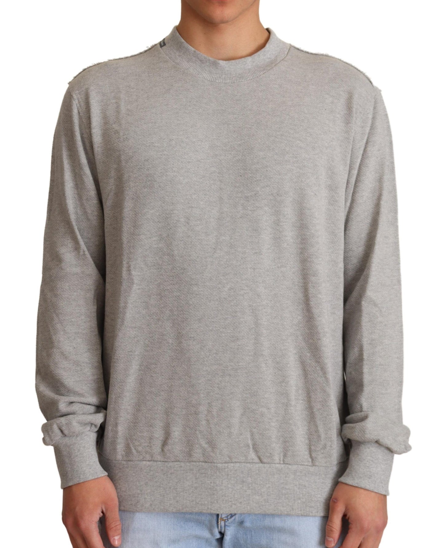 Gray Cotton Crewneck Pullover Sweater-Dolce & Gabbana-LabelTerrace.com