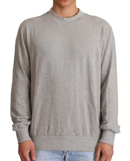 Gray Cotton Crewneck Pullover Sweater-Dolce & Gabbana-LabelTerrace.com