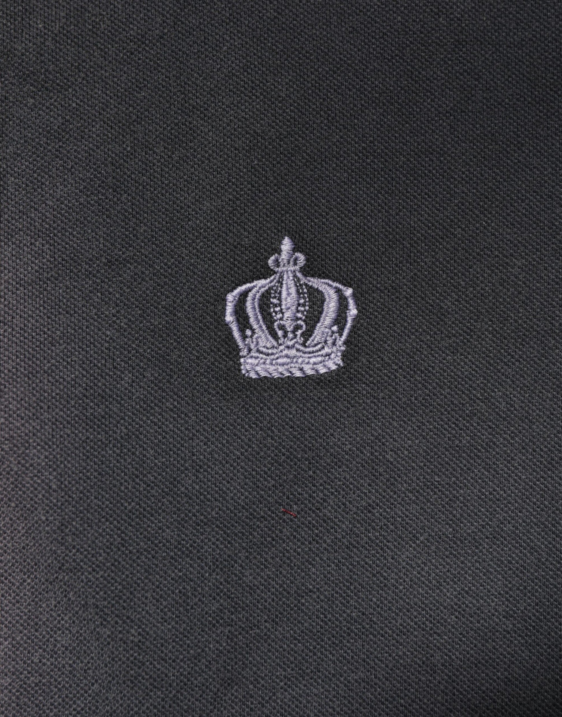 Gray Cotton Crown Collared Men Polo T-shirt-Dolce & Gabbana-LabelTerrace.com