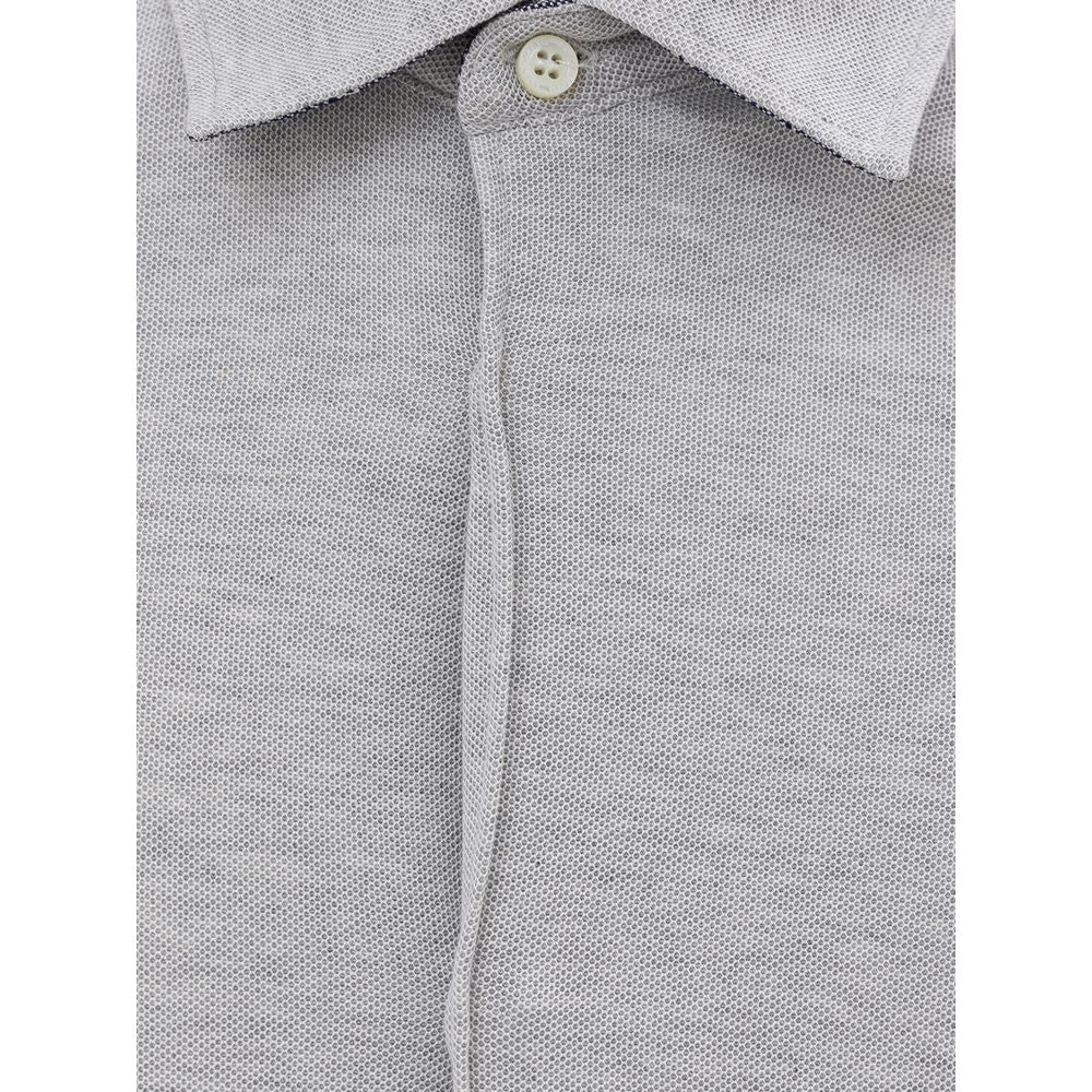 Gray Cotton Shirt-Corneliani-LabelTerrace.com