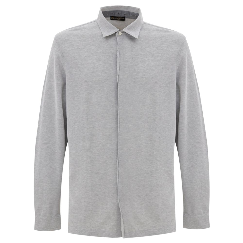 Gray Cotton Shirt-Corneliani-LabelTerrace.com
