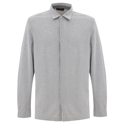 Gray Cotton Shirt-Corneliani-LabelTerrace.com