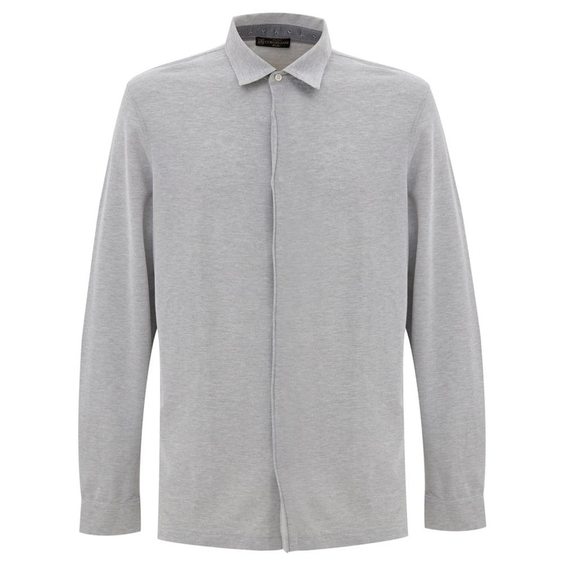 Gray Cotton Shirt-Corneliani-LabelTerrace.com