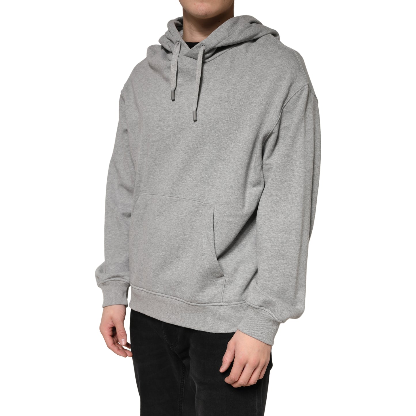 Gray Cotton Hooded Sweatshirt Sweater