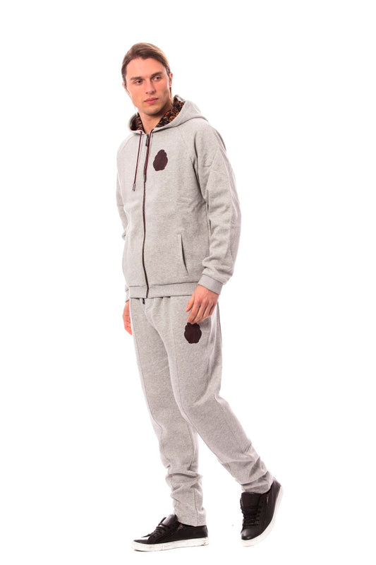 Gray Cotton Hooded Sweatsuit-Billionaire Italian Couture-LabelTerrace.com