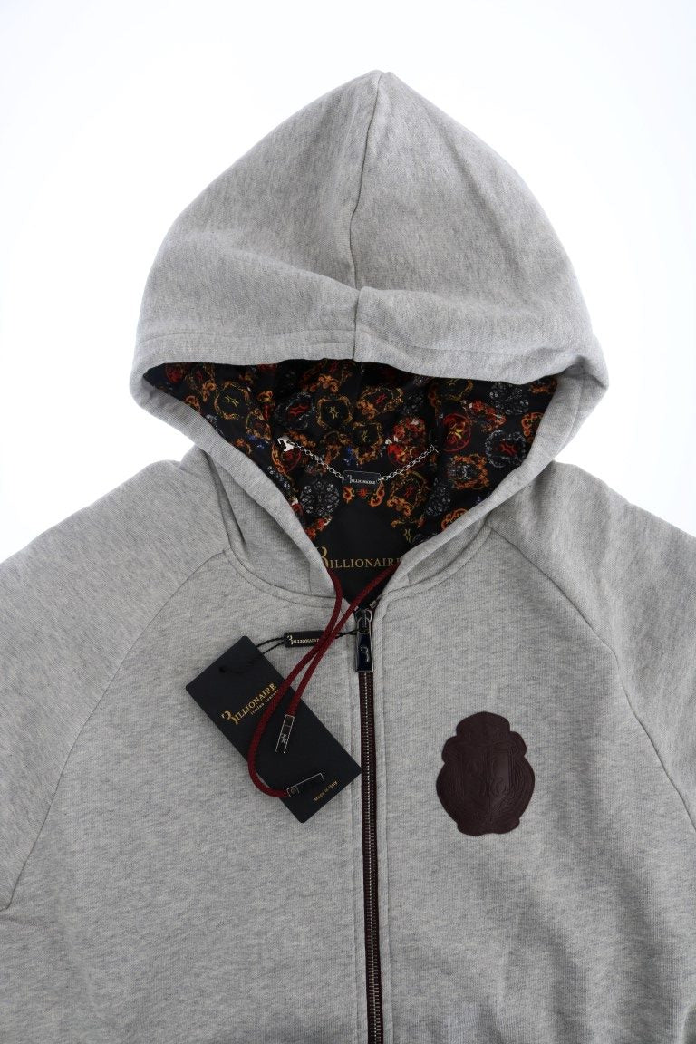 Gray Cotton Hooded Sweatsuit-Billionaire Italian Couture-LabelTerrace.com