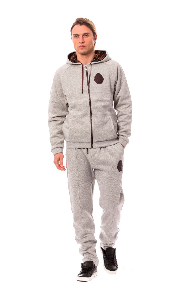 Gray Cotton Hooded Sweatsuit-Billionaire Italian Couture-LabelTerrace.com