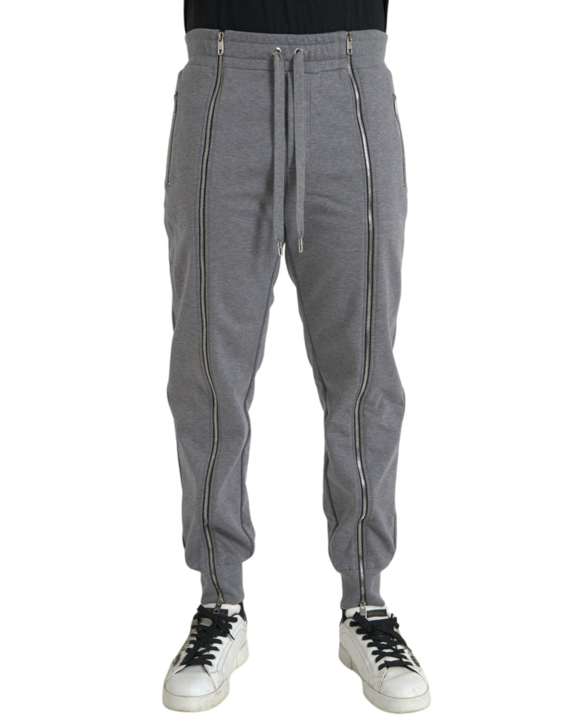 Gray Cotton Jogger Skinny Sweatpants Pants-Dolce & Gabbana-LabelTerrace.com