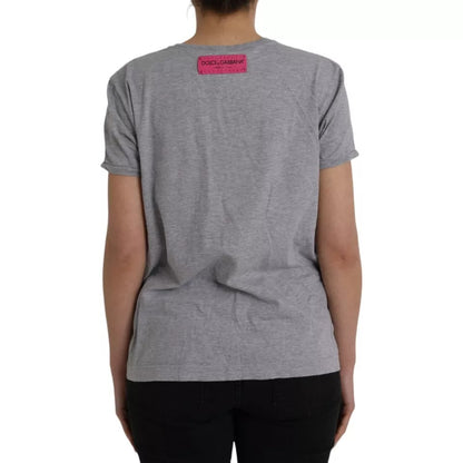 Gray Cotton L'Amore E'Bellezza Top T-shirt-Dolce & Gabbana-LabelTerrace.com