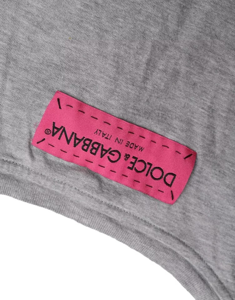 Gray Cotton L'Amore E'Bellezza Top T-shirt-Dolce & Gabbana-LabelTerrace.com